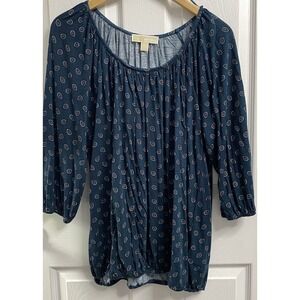 Michael Kors Womens Paisley Dark Green‎ Shirt Tunic Top Career Basic Sz.XL